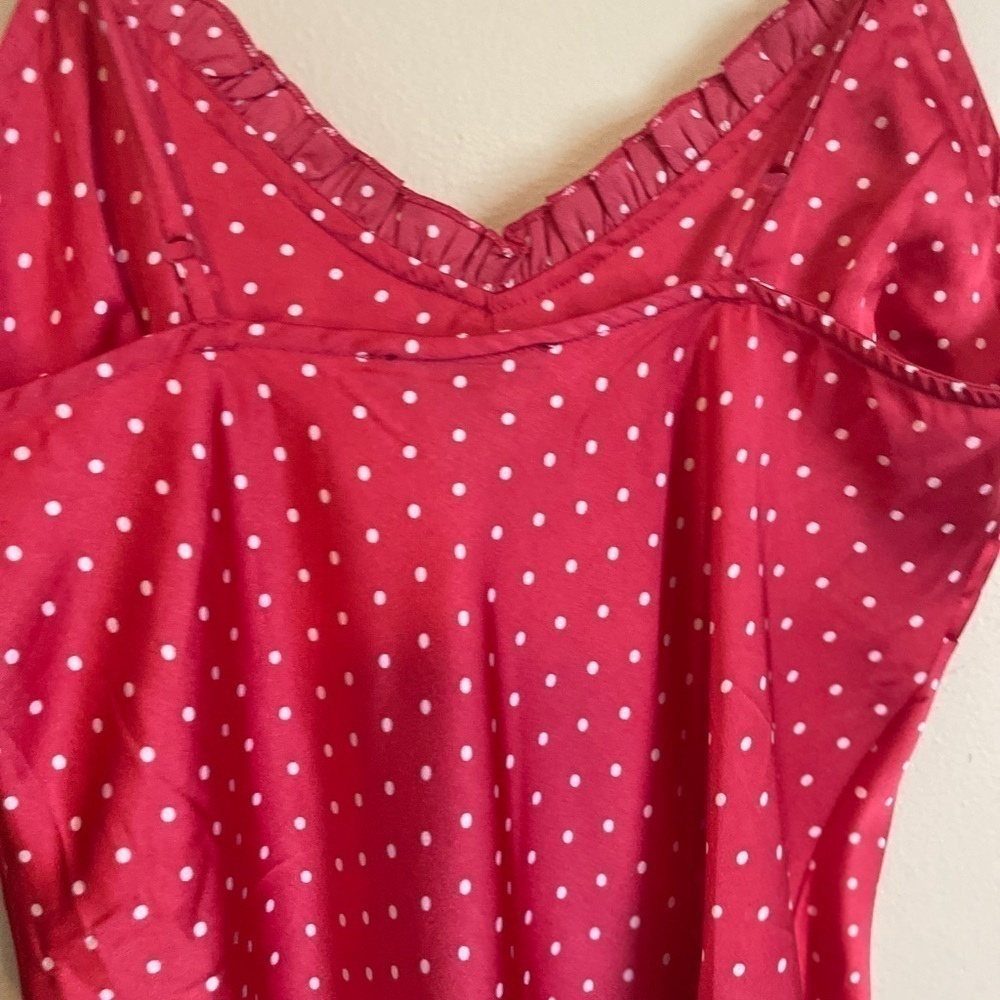 NWT Jopna Red & White Fairycore  Coquette Girl Silky Slip Dress Size Medium - Picture 8 of 11